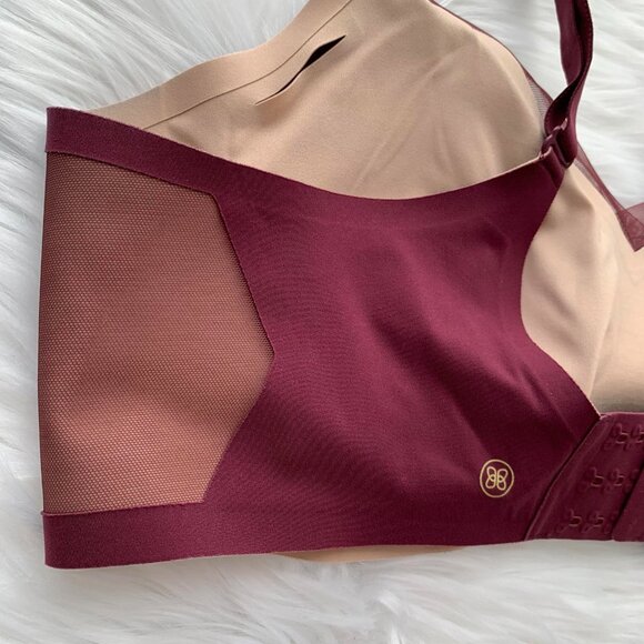 Honeylove - Burgundy soft padded bra wireless mesh adjustable straps, XL - Picture 4 of 5